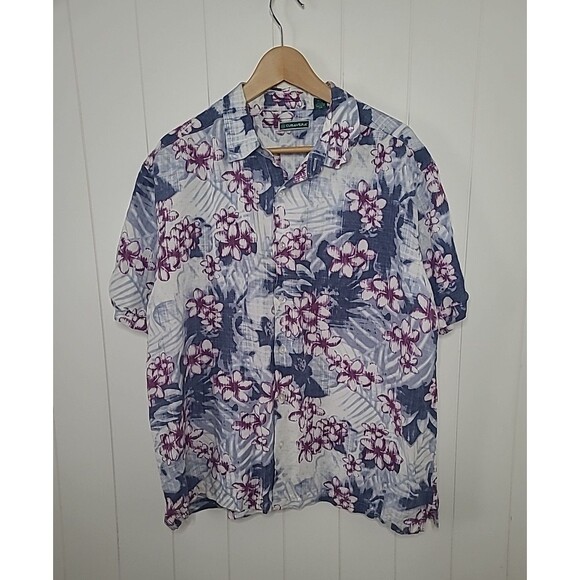 Cubavera Linen Shirt Mens Sz XXL Tropical Floral Button Up Beachy Coastal - Picture 1 of 8